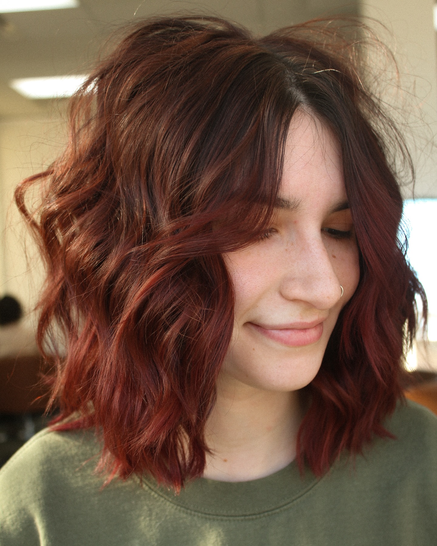 Burgundy Waves with Textured Layers