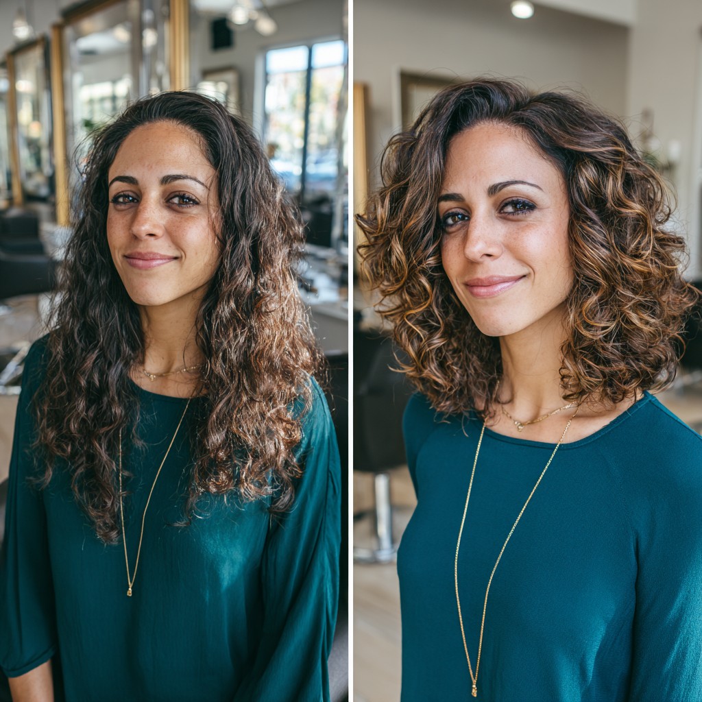 Chic Brunette Tousled Bob with Defined Curls