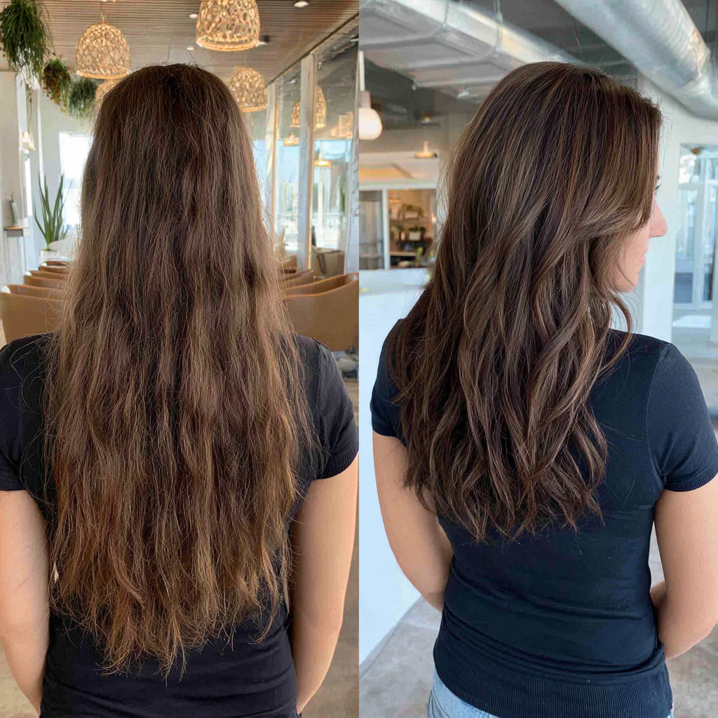 Chic Chocolate Brown Long Layers with Subtle Highlights