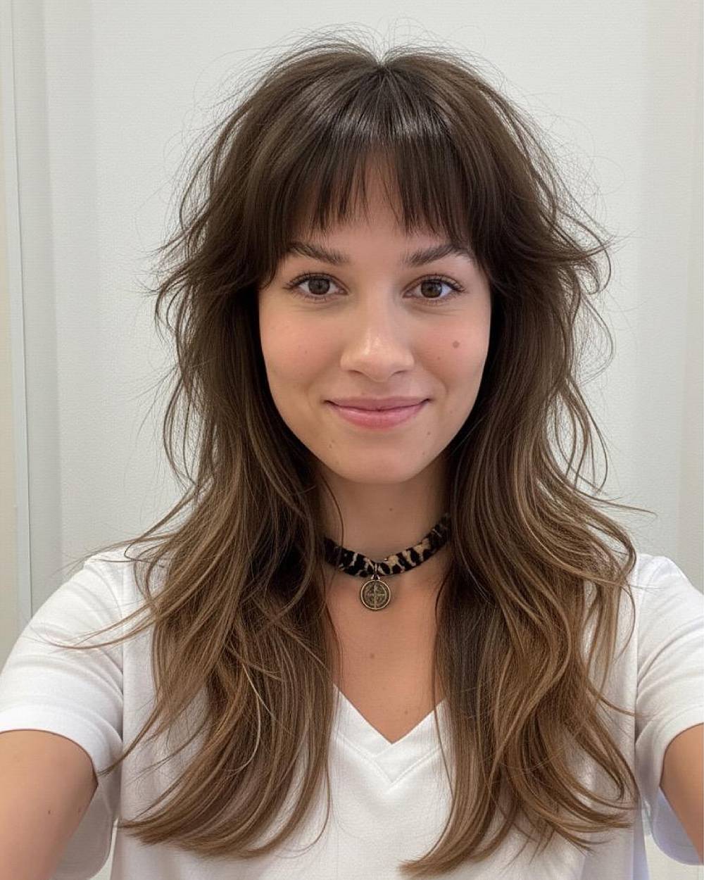 Chic Textured Wolf Cut with Soft Bangs