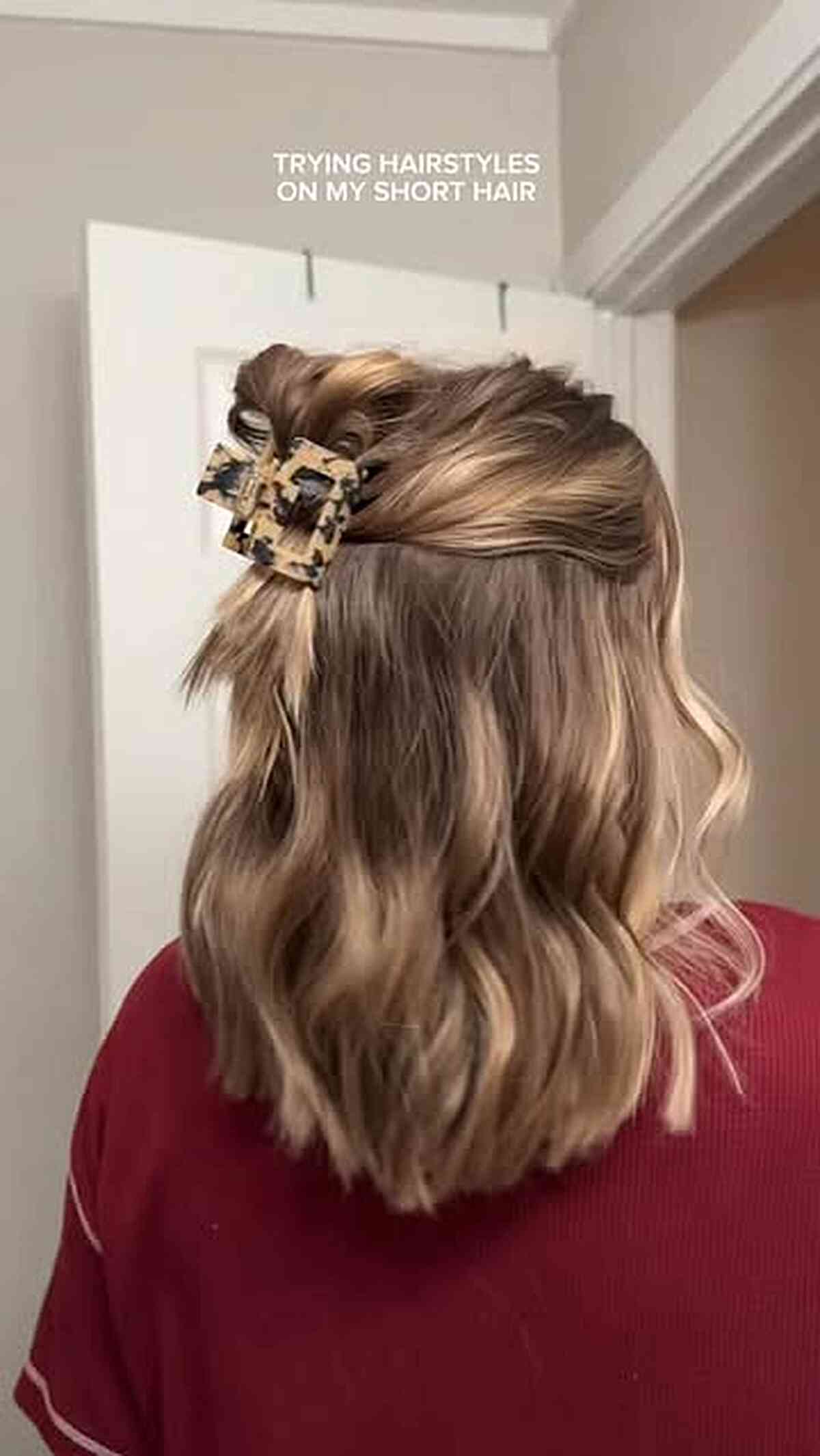 Effortless Short Hair Claw Clip Style