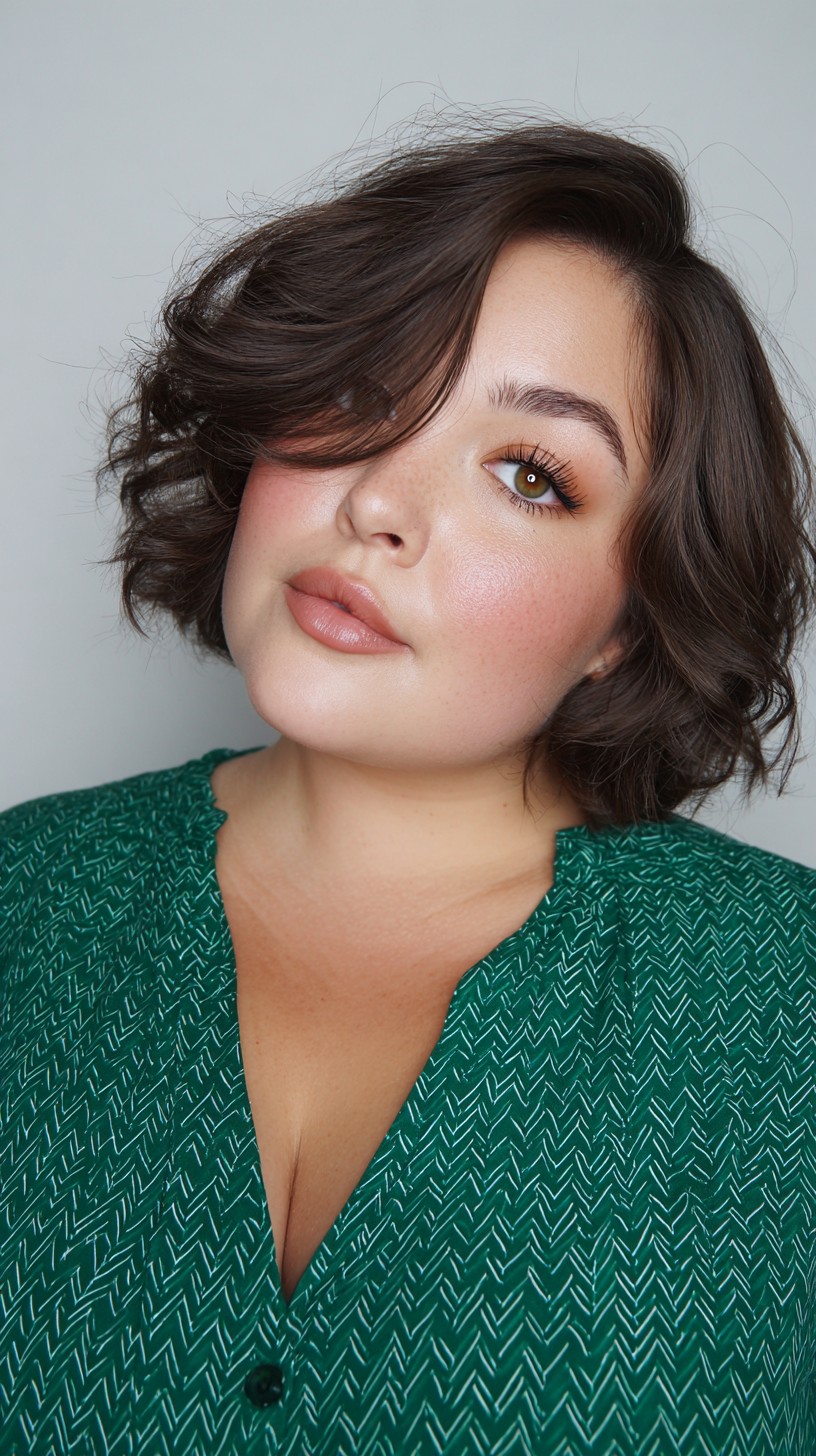 Effortlessly Chic Tousled Bob with Side-swept Bangs