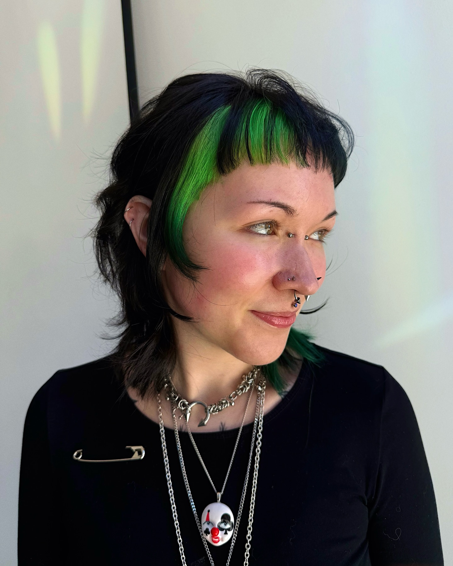 Emerald Bangs with Black Undercut Bob