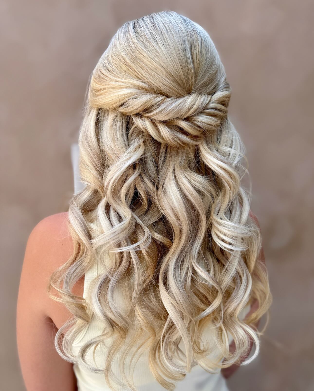 Ethereal Blonde Twisted Crown with Soft Curls
