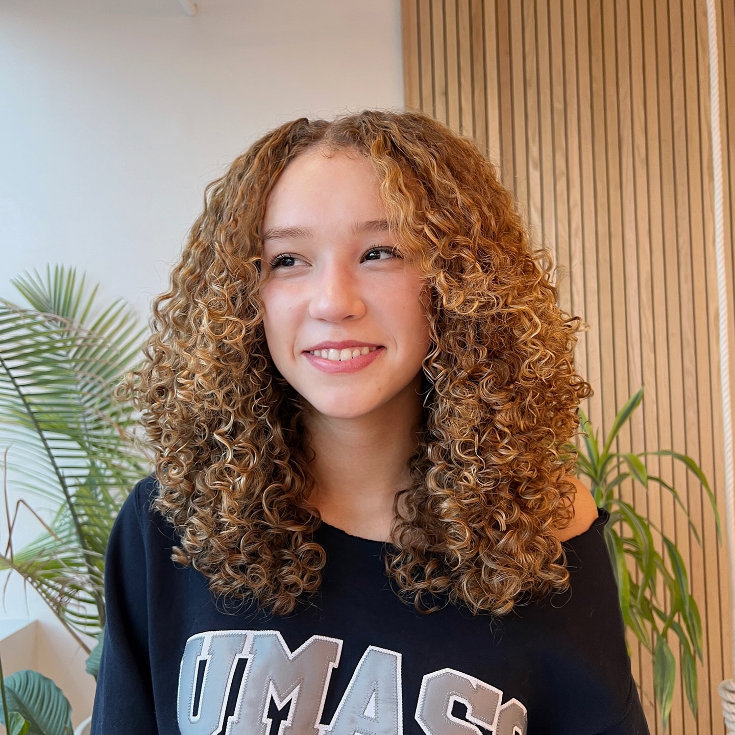 Golden Spiral Curls with Mid-Length Layering