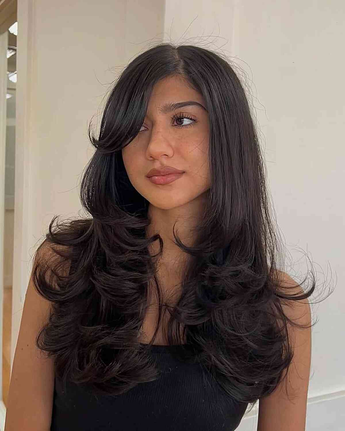 Long Layered Hair with Side Bangs
