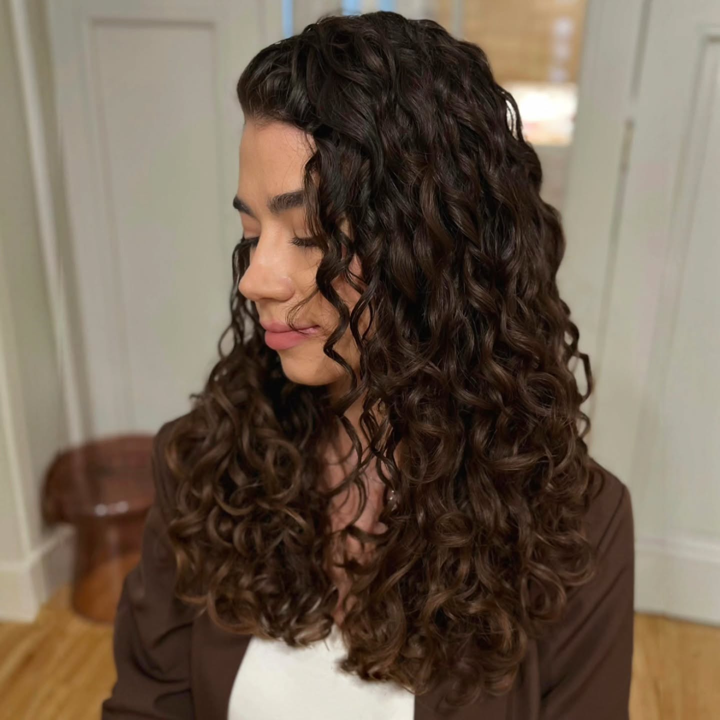 Luxurious Deep Chocolate Curly Layers