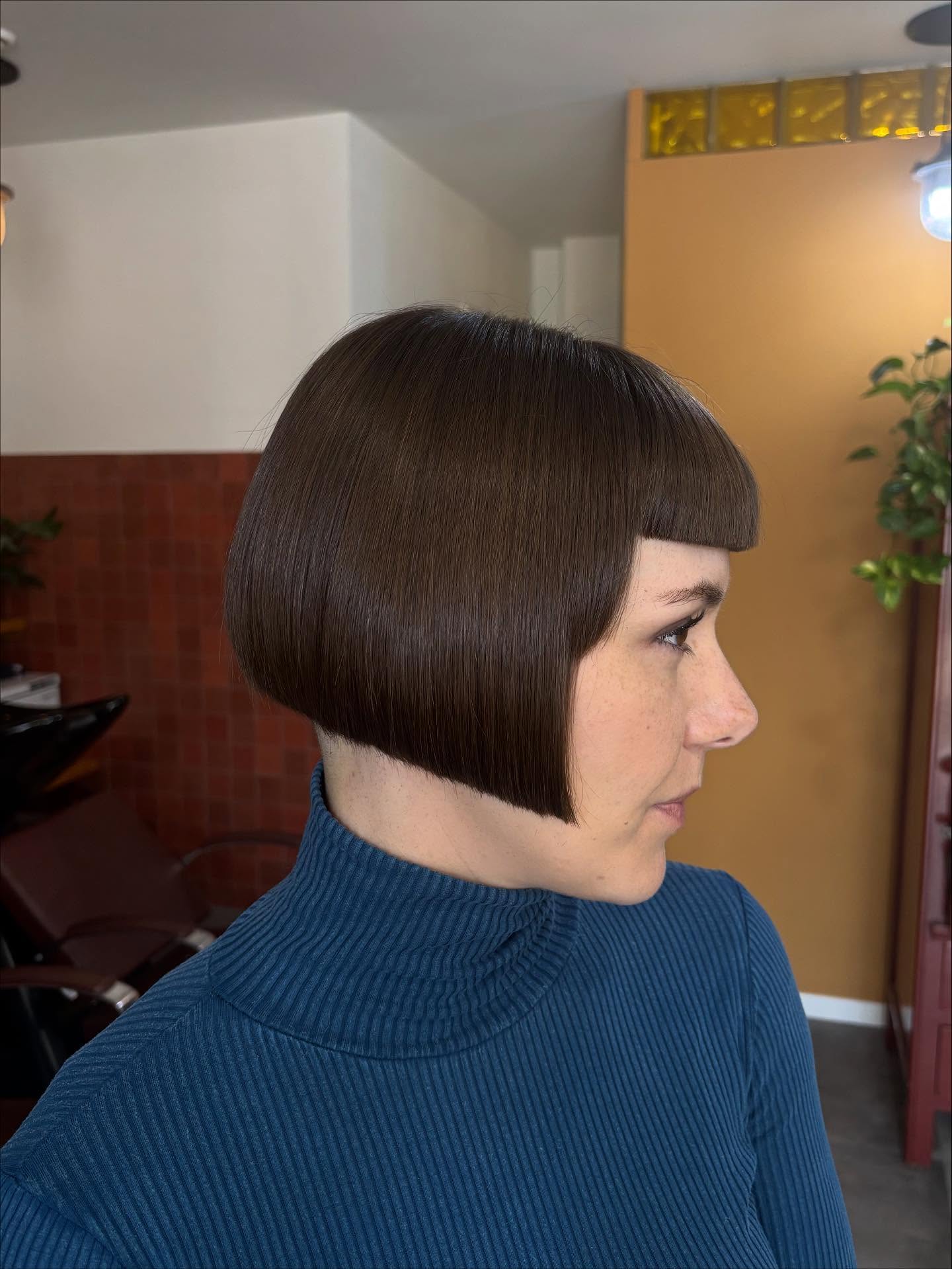 Modern Angular Bob with Straight Fringe