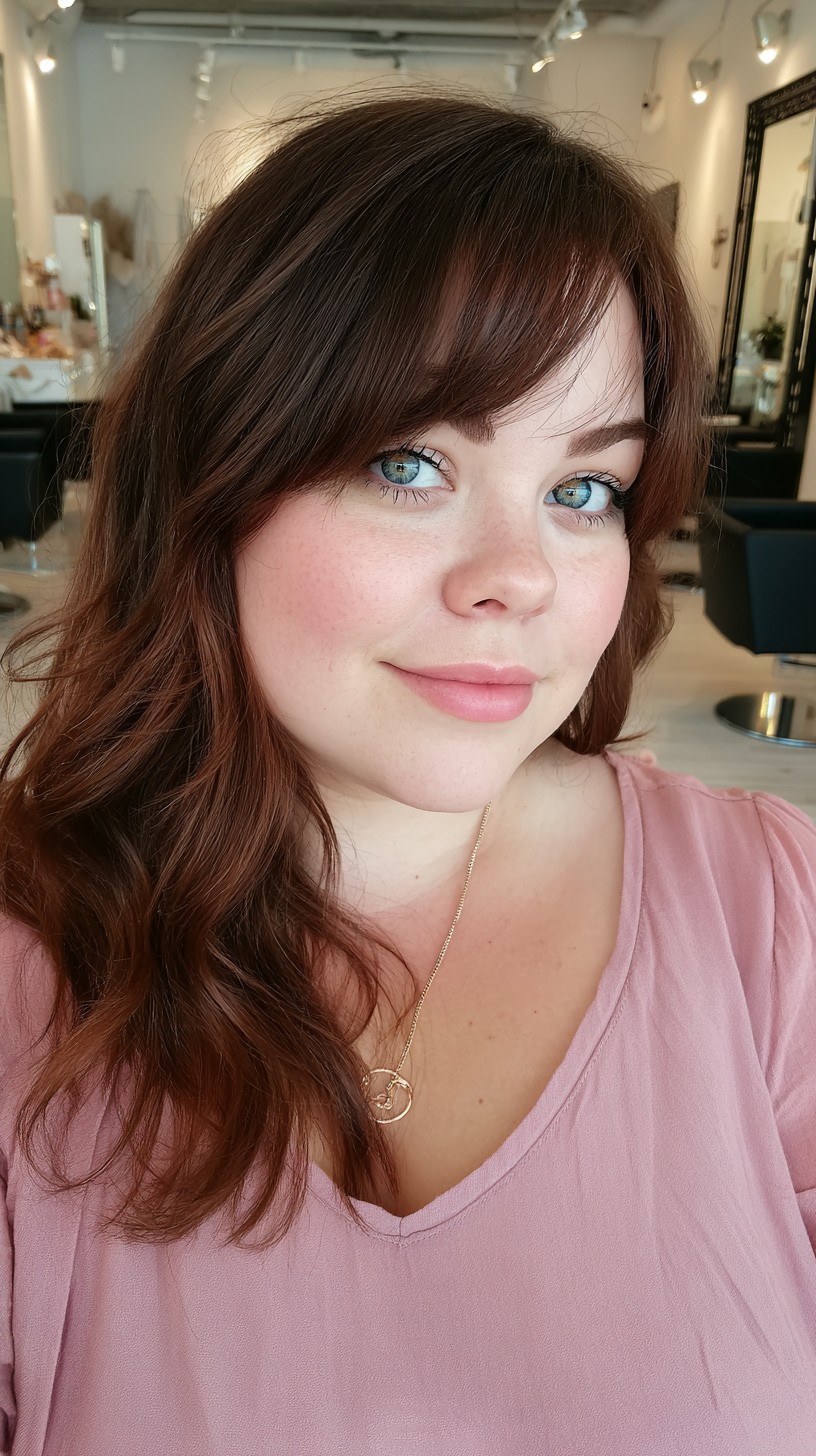 Rich Chestnut Waves with Gentle Side Fringe