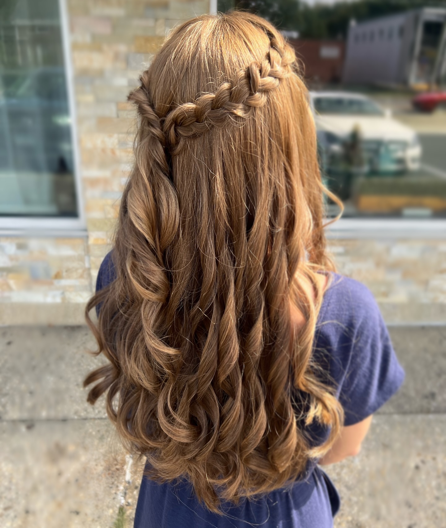 Rustic Braided Crown with Luscious Curls