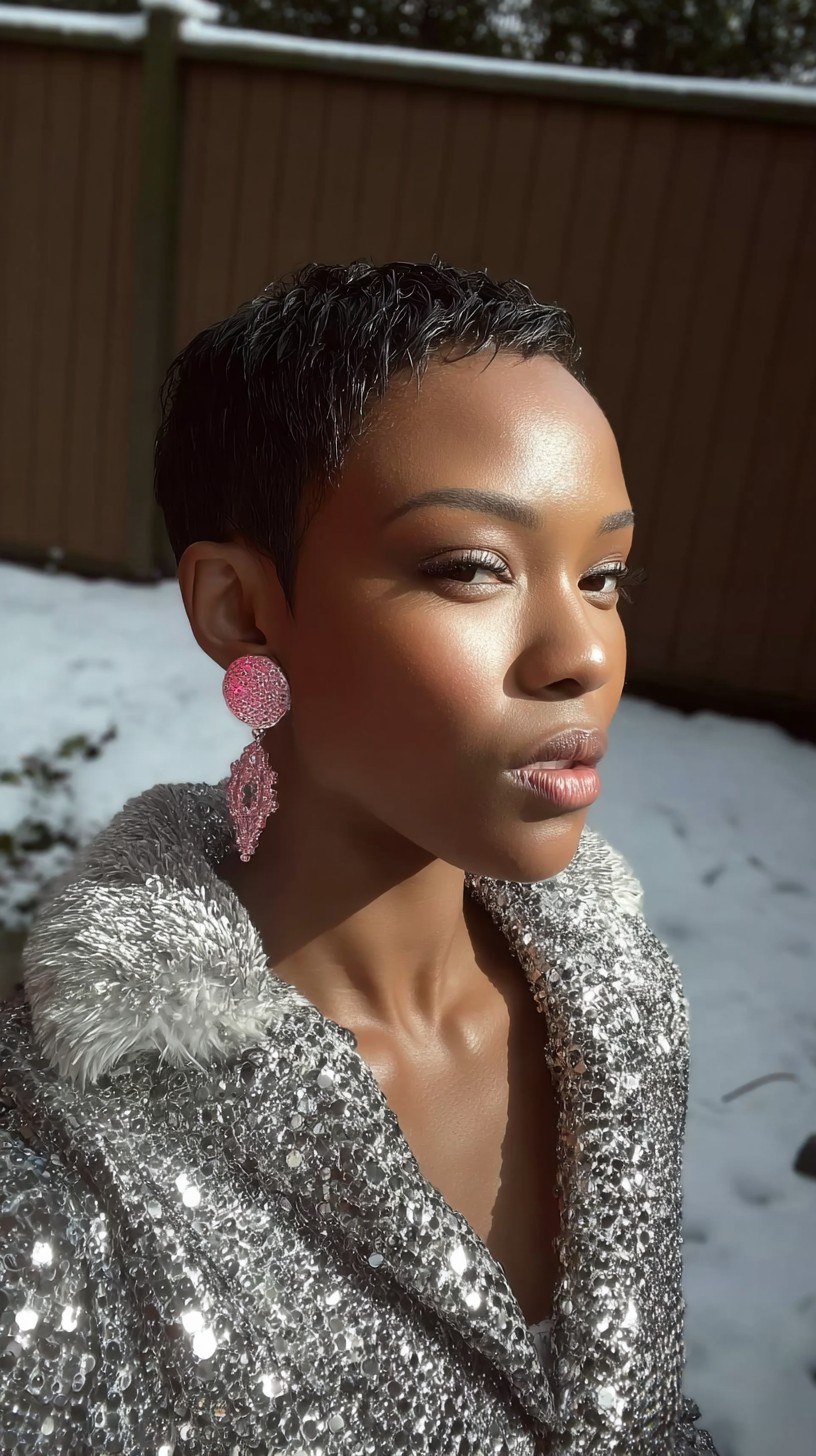 Shimmering Snowflake Short Glossy Curls