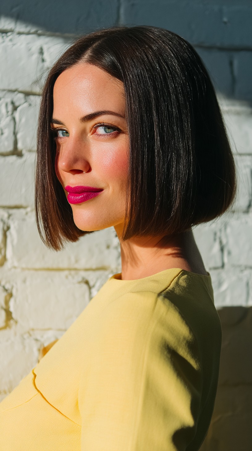 Sleek Chestnut Bob with Subtle Graduation