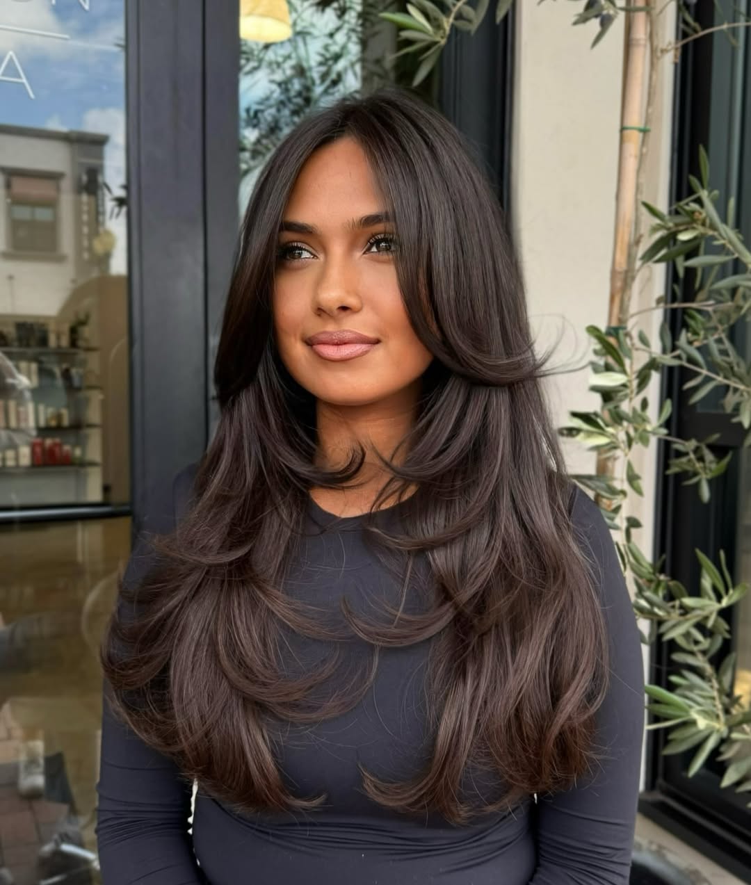 Sleek Espresso Tresses with Seamless Layers