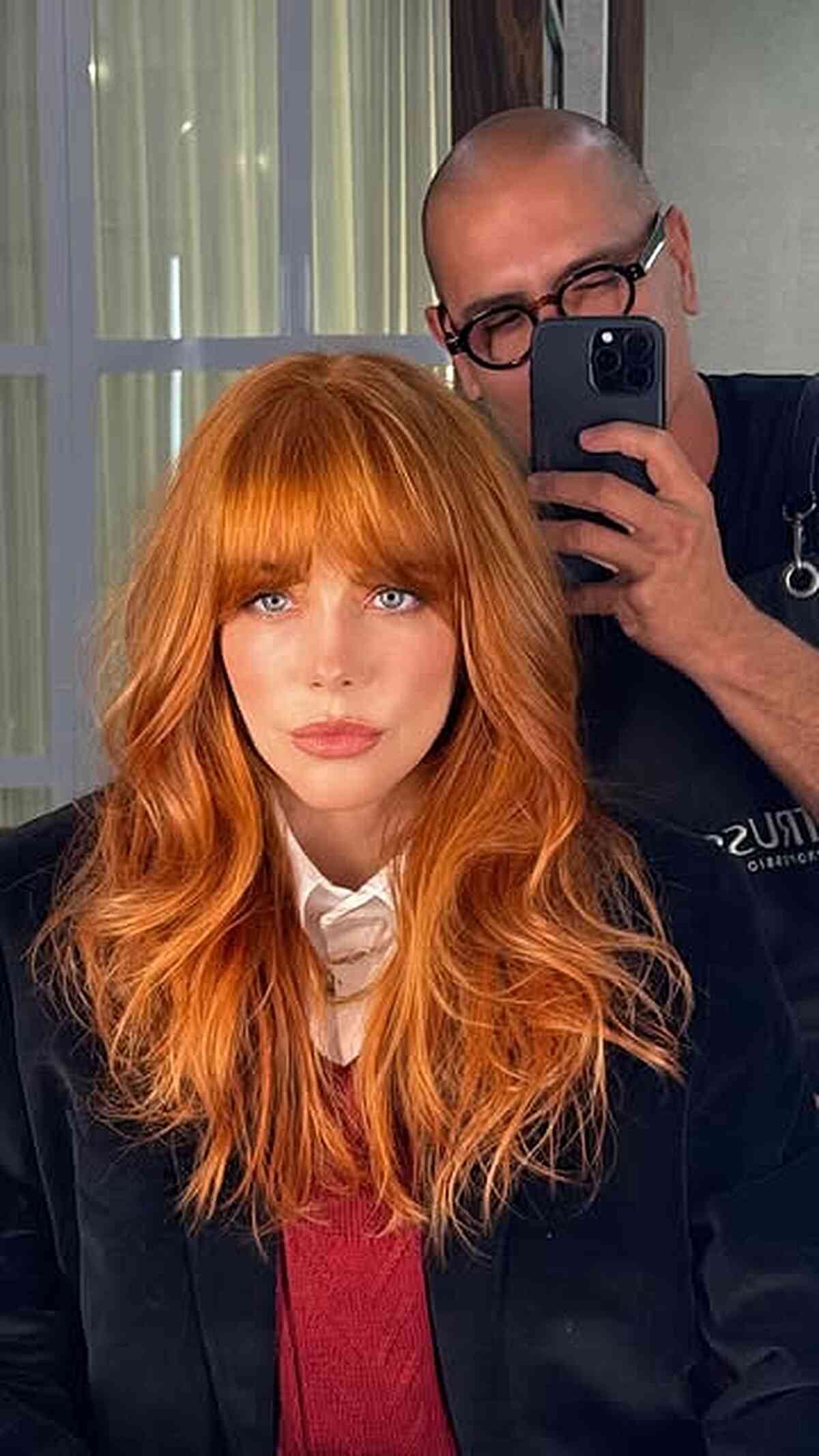 Stylish Long Layers with Fringe Bangs