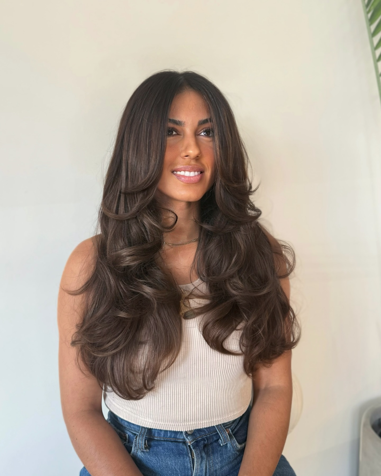 Subtle Chestnut Curls with Voluminous Layers