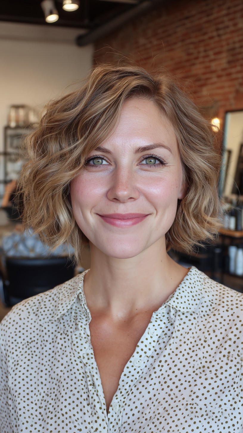 Sun-Kissed Chestnut Waves with Gentle Layers