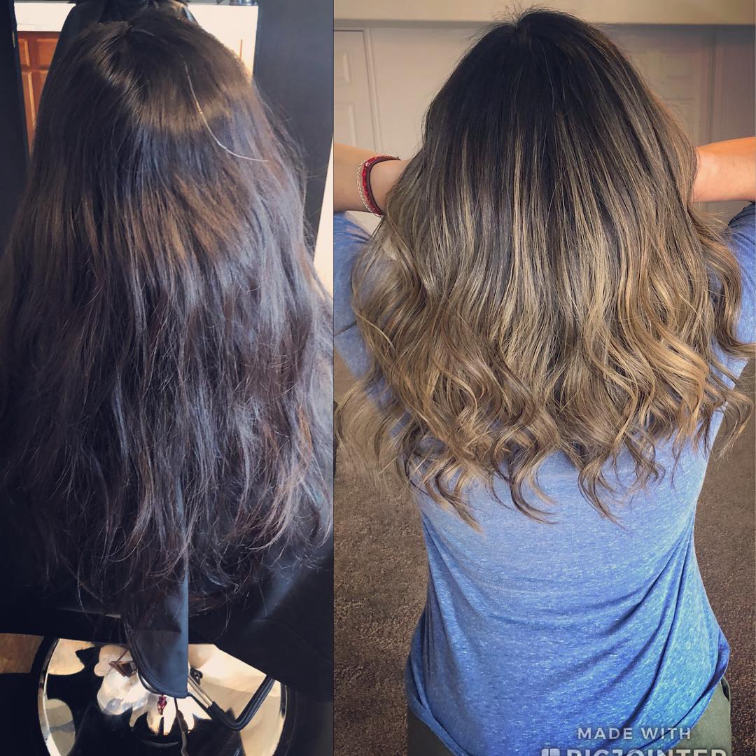 Textured Black Hair with Warm Balayage Highlights