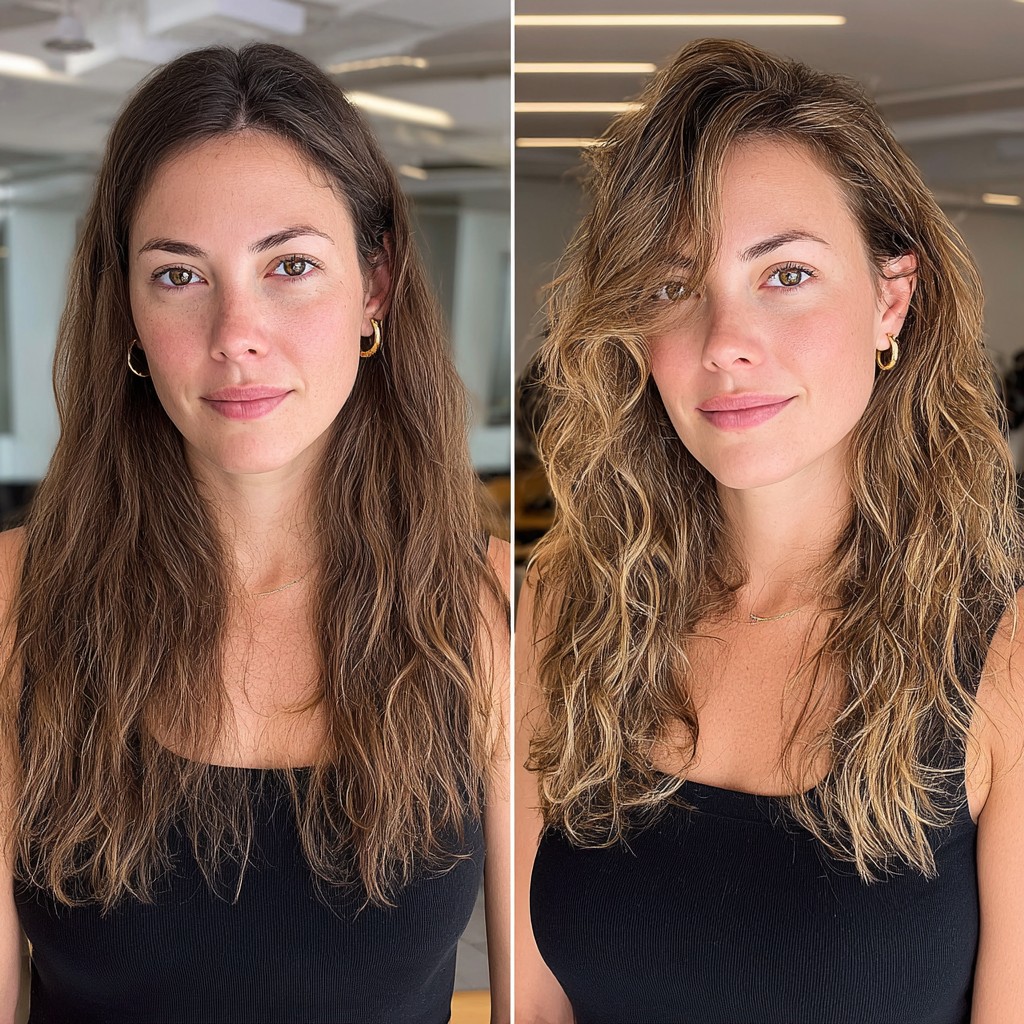 Textured Ombre Waves with Soft Highlights