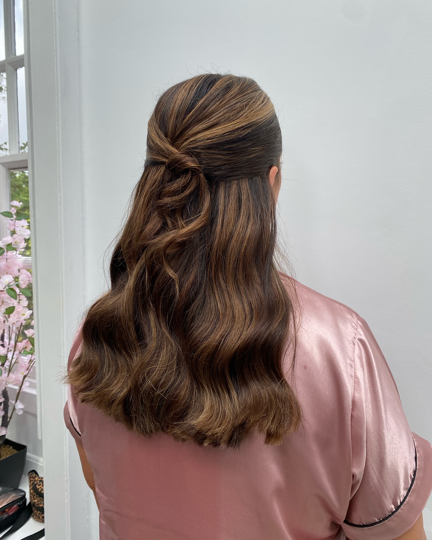 Twisted Half-Up Style with Cascading Curls