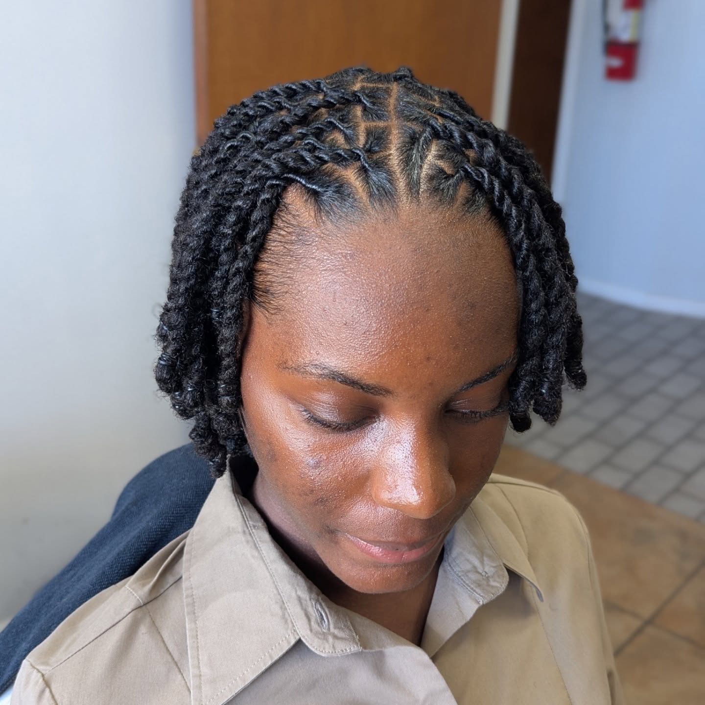 Artfully Sculpted Crown with Short Cascading Dreads