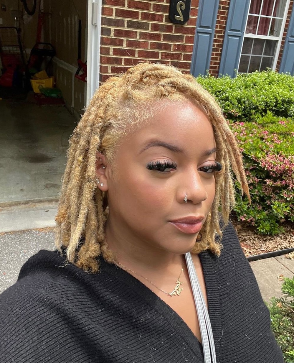 Blonde Highlighted Short Dreads with Undercut