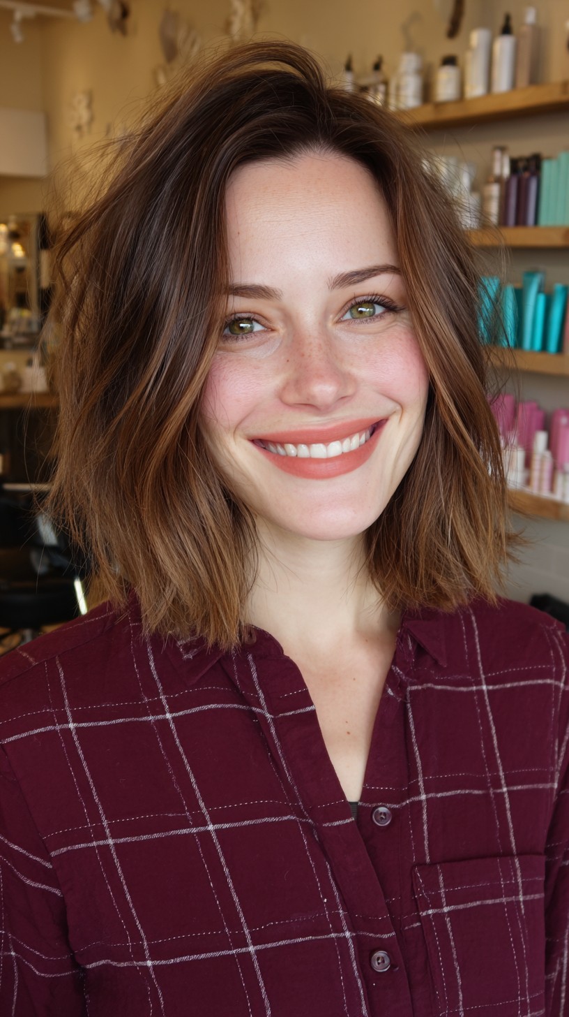 Hafif Dalgalı Hafif Esmer Bob Saç