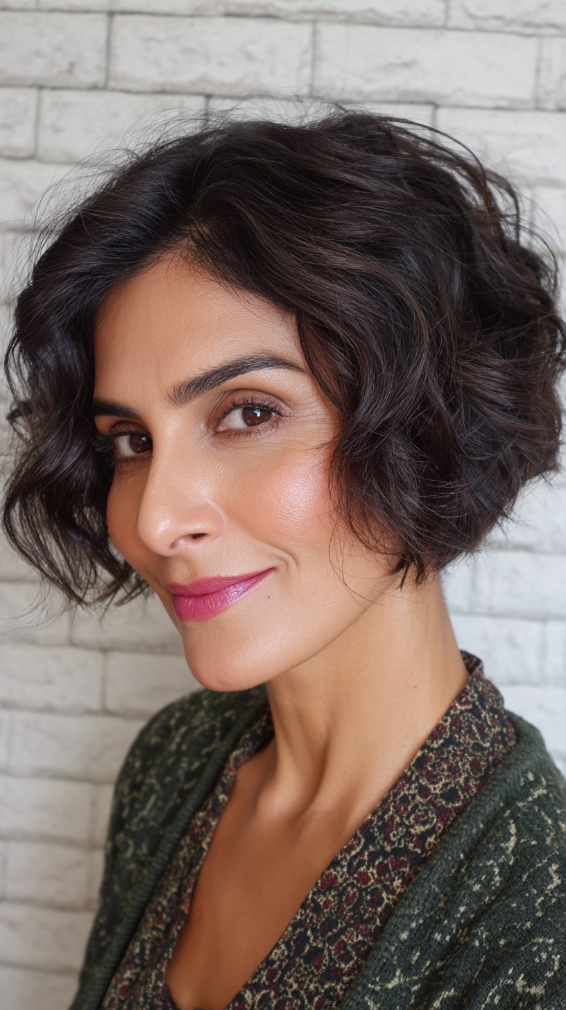 Bob encaracolado chocolate escuro e leve