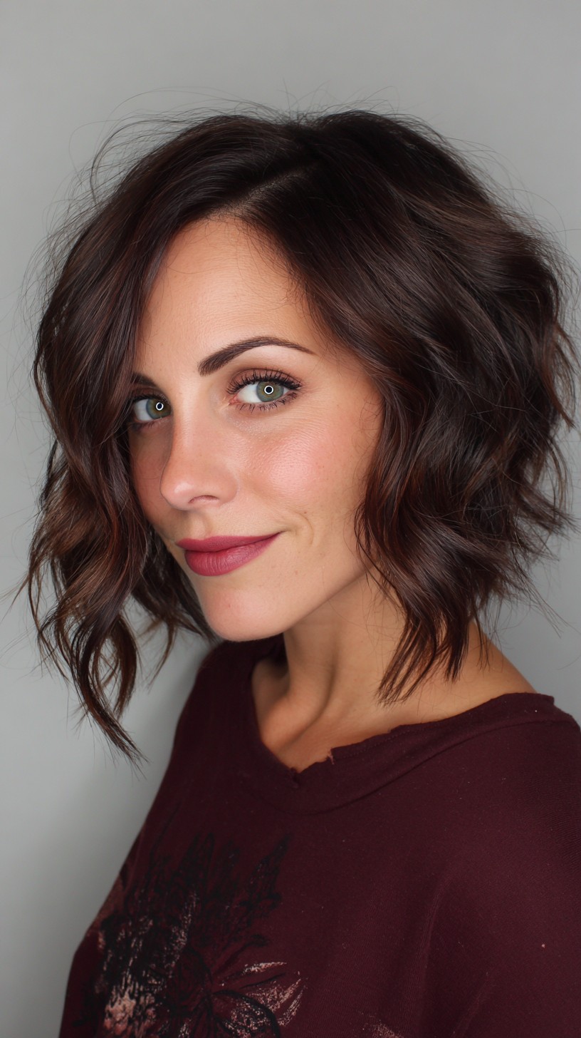 Ondas de chocolate chiques com corte assimétrico