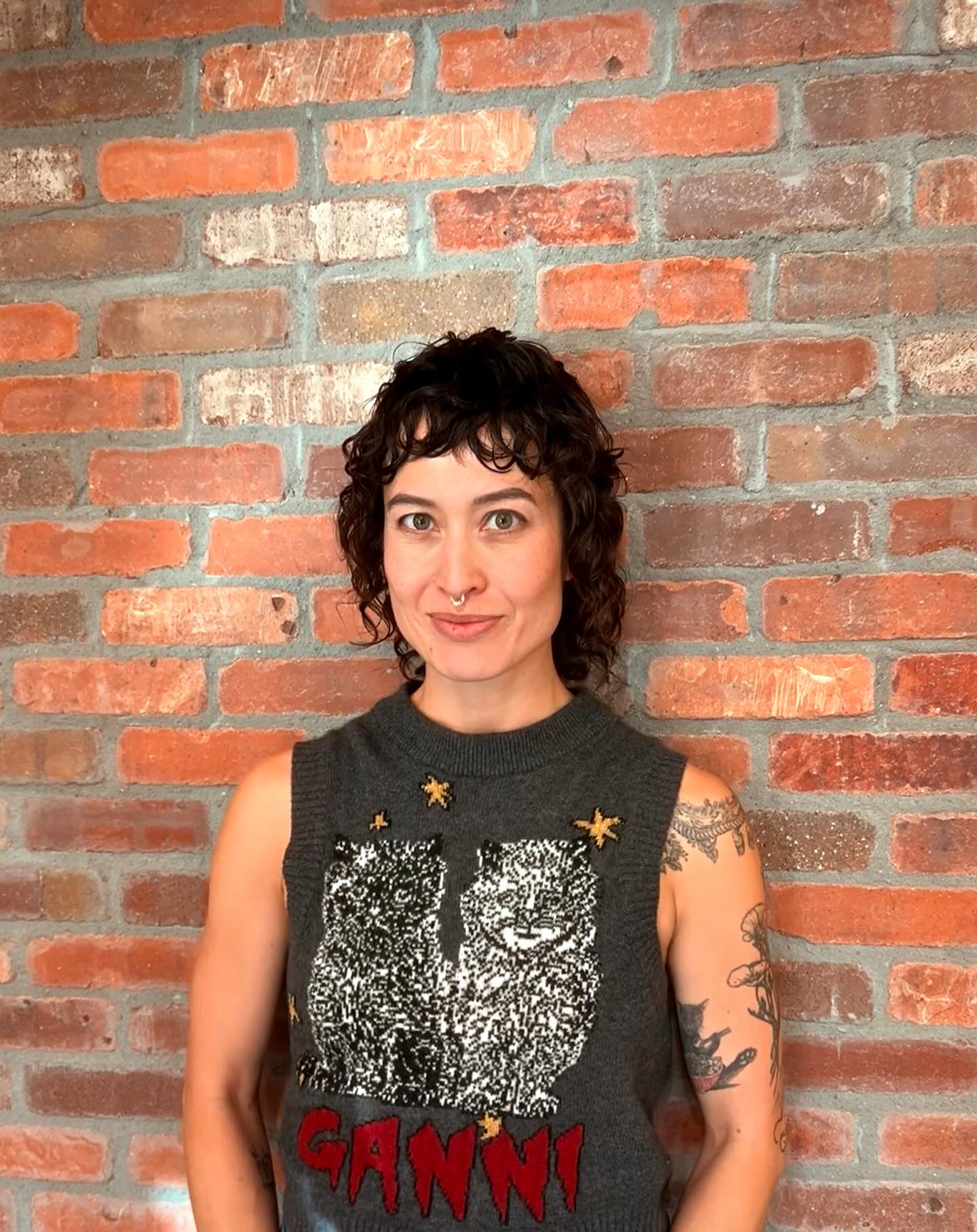 Effortless Espresso Curled Mullet with Fringe