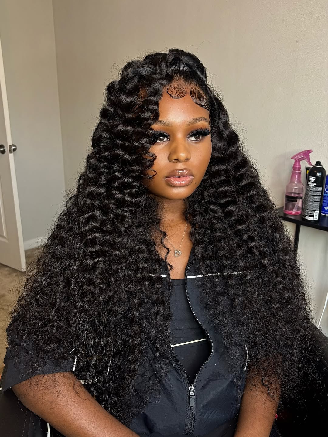 Exquisite Cascading Deep Curls with Delicate Baby Hairs