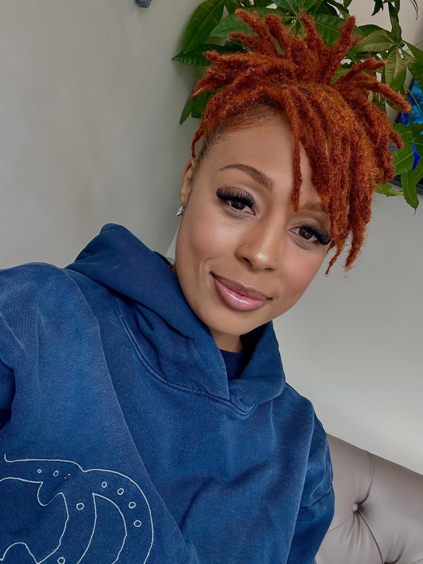 Fiery Copper Textured Dreadlock Updo