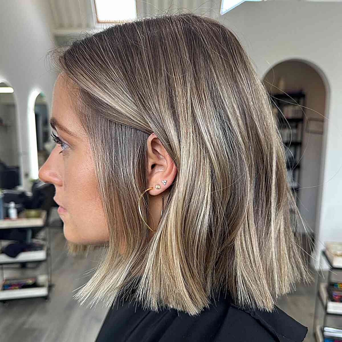 Modern Ash Blonde Balayage Bob