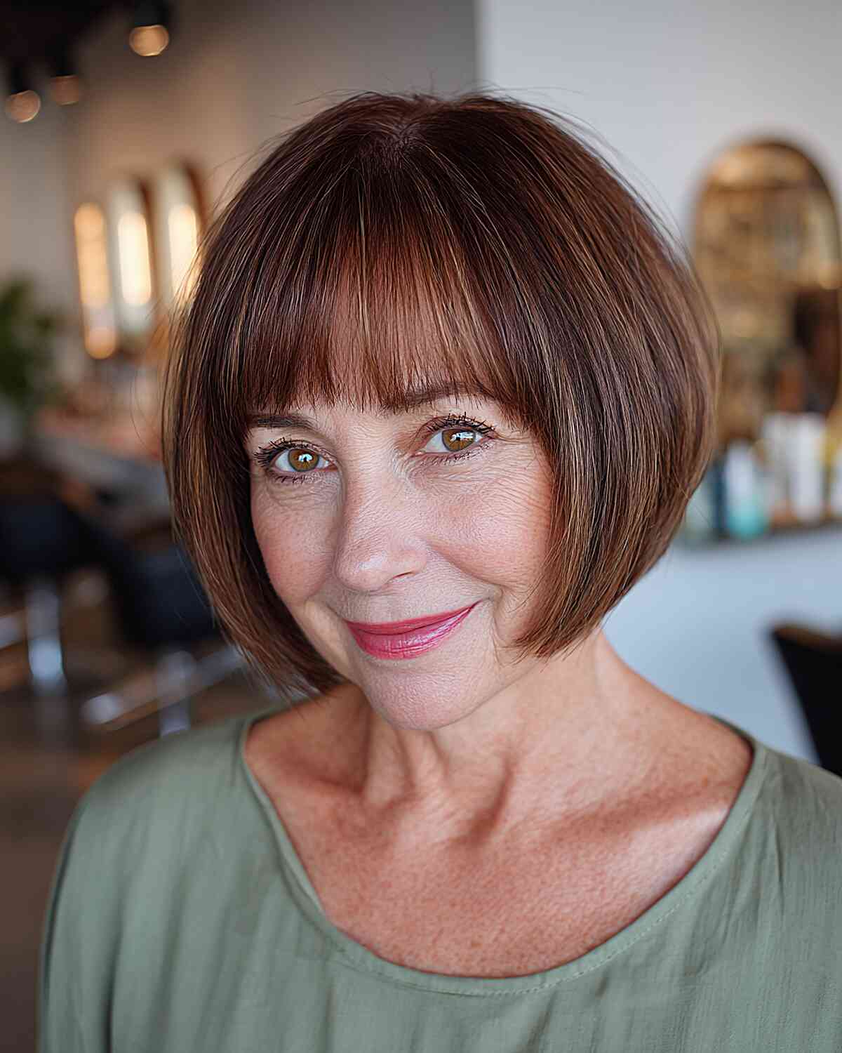 Modern Short Bob with Soft Bangs