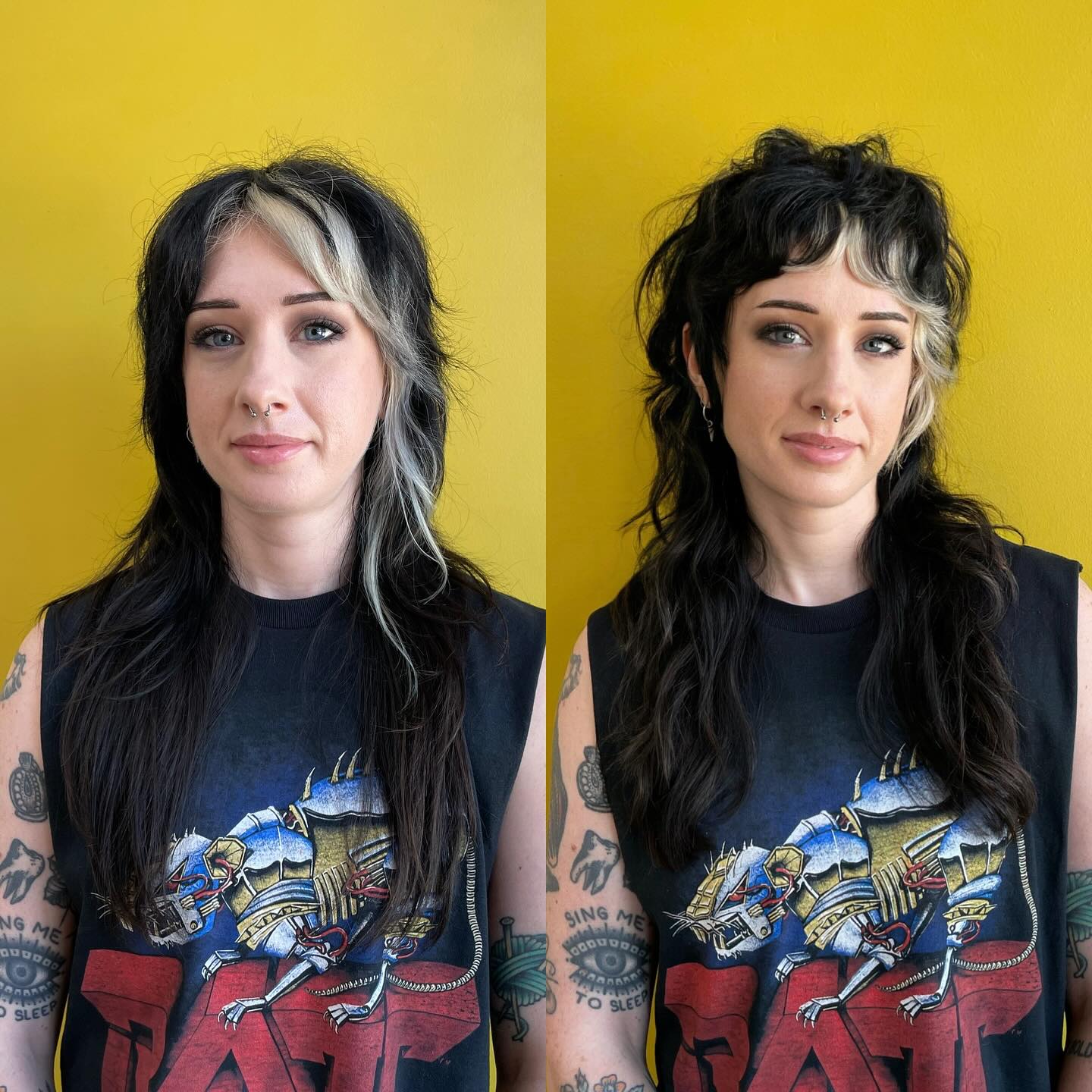 Modern Tousled Mullet with Contrasting Bangs