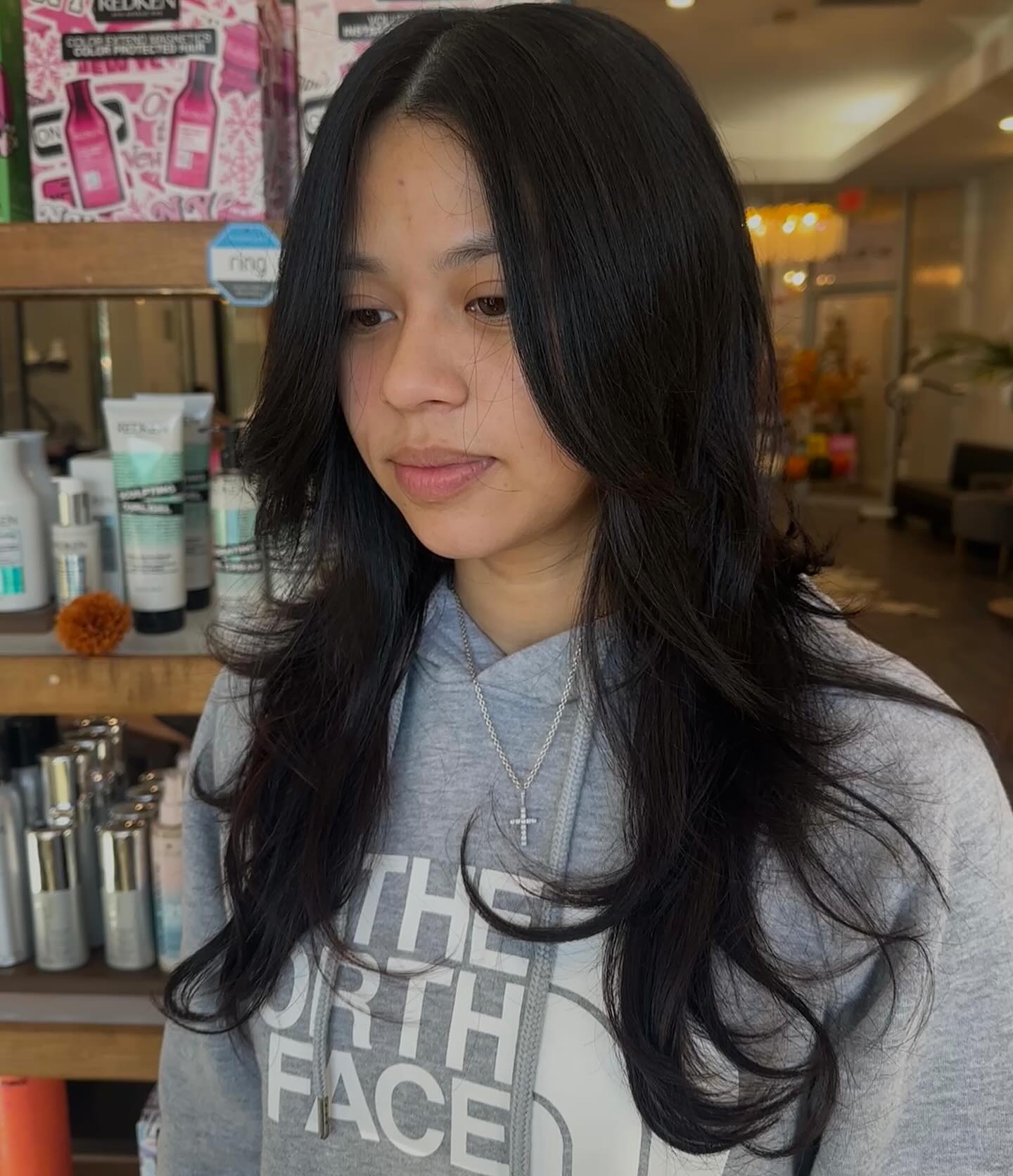 Sleek Cascading Layers with Tousled Curtain Bangs