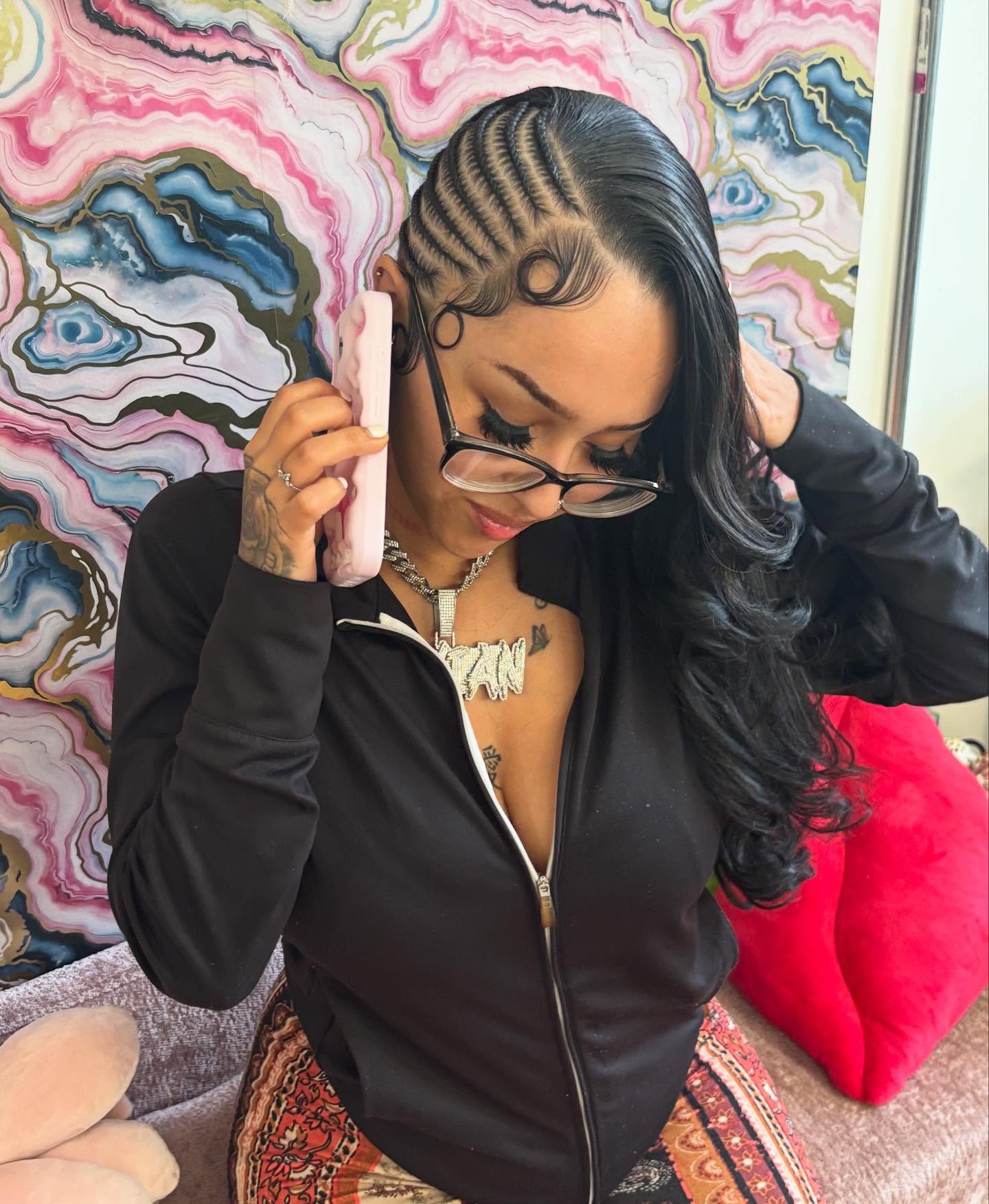 Sleek Waves with Intricate Side Braids
