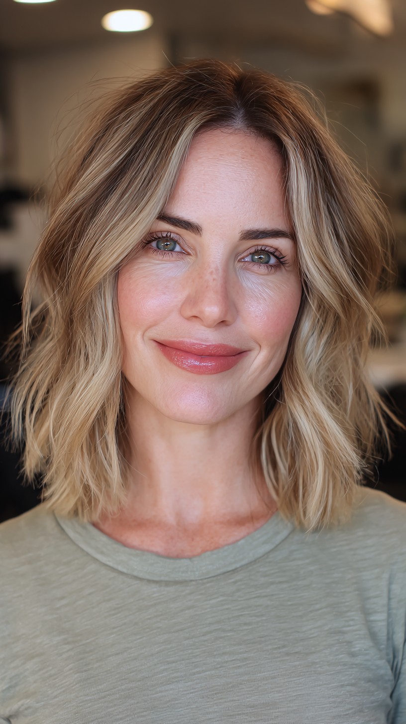 Soft Blonde Graduated Bob with Textured Waves