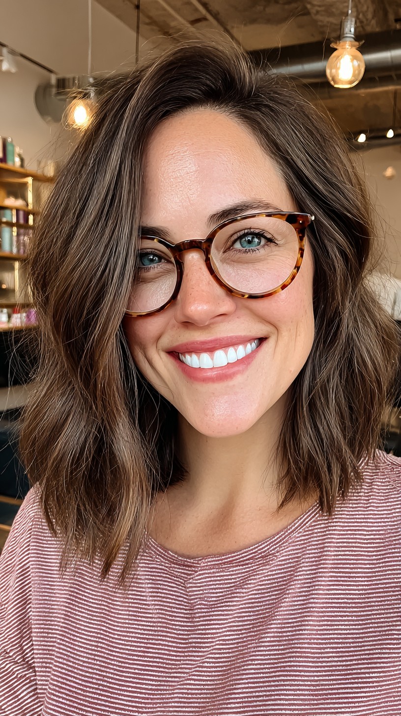 Hafif Vurgulu Yumuşak Dağınık Kumral Bob Saç