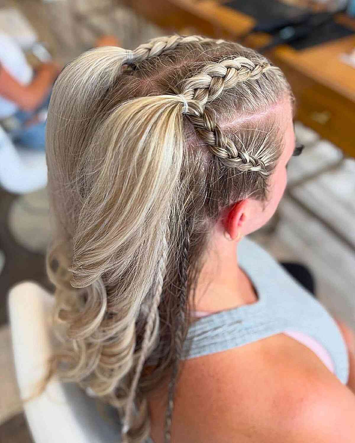 Stylish Dual Braided Ponytail for Short Hair