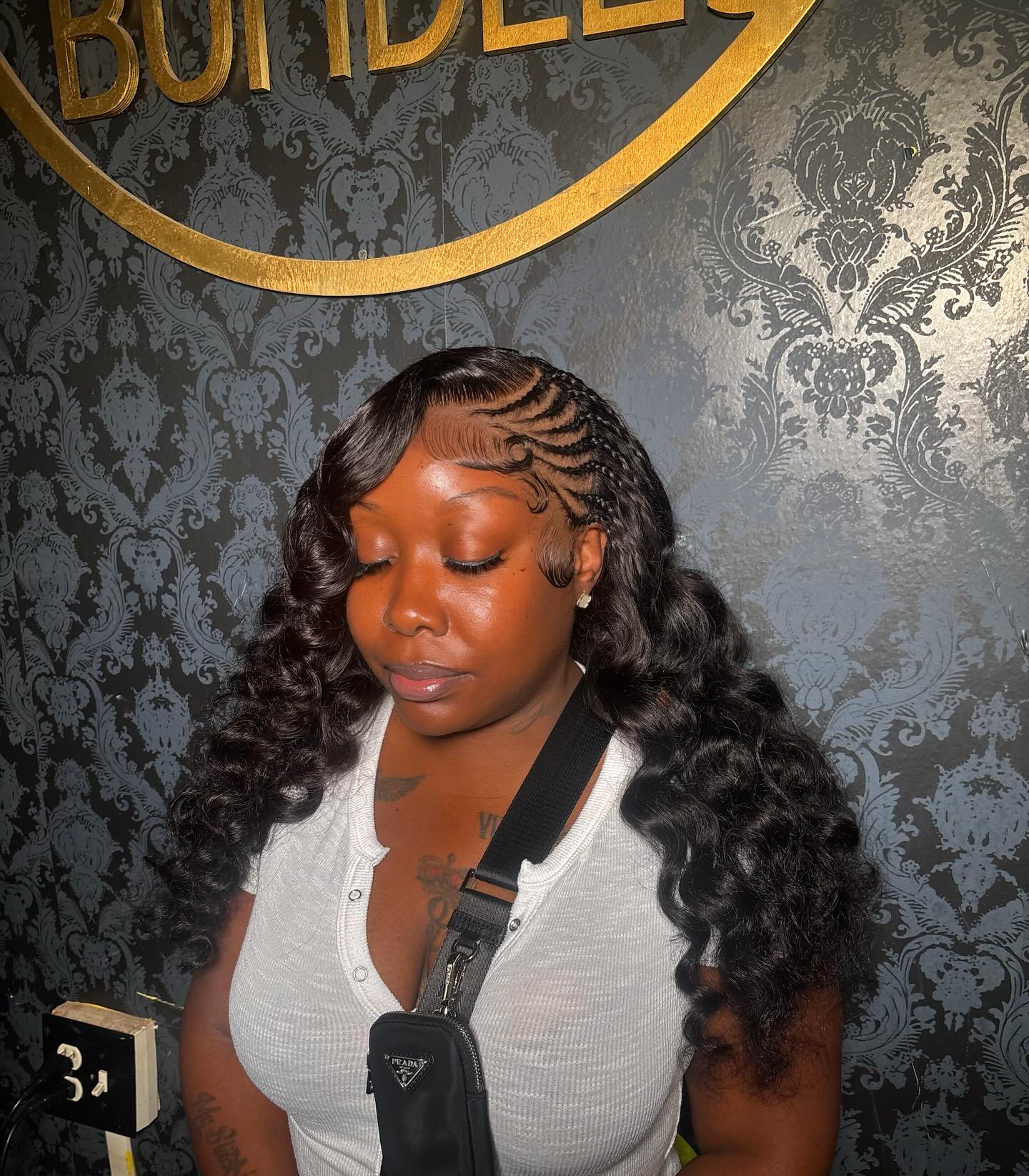 Sultry Deep Waves with Slicked Artistic Side Braids