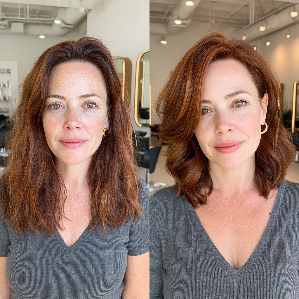 Vibrant Auburn Waves with Textured Ends