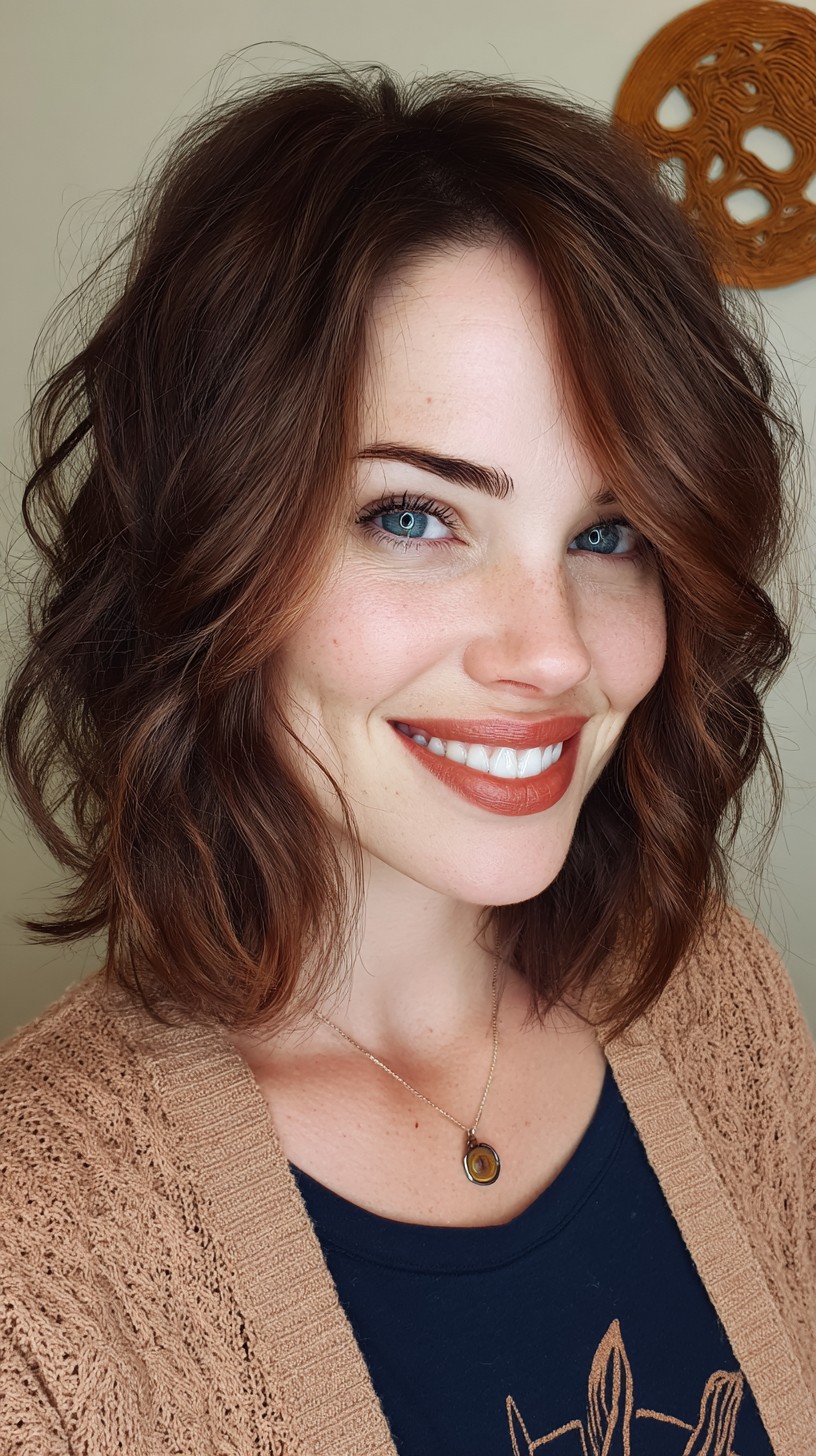 Dağınık Bukleli Canlı Bakır Dalgalı Bob