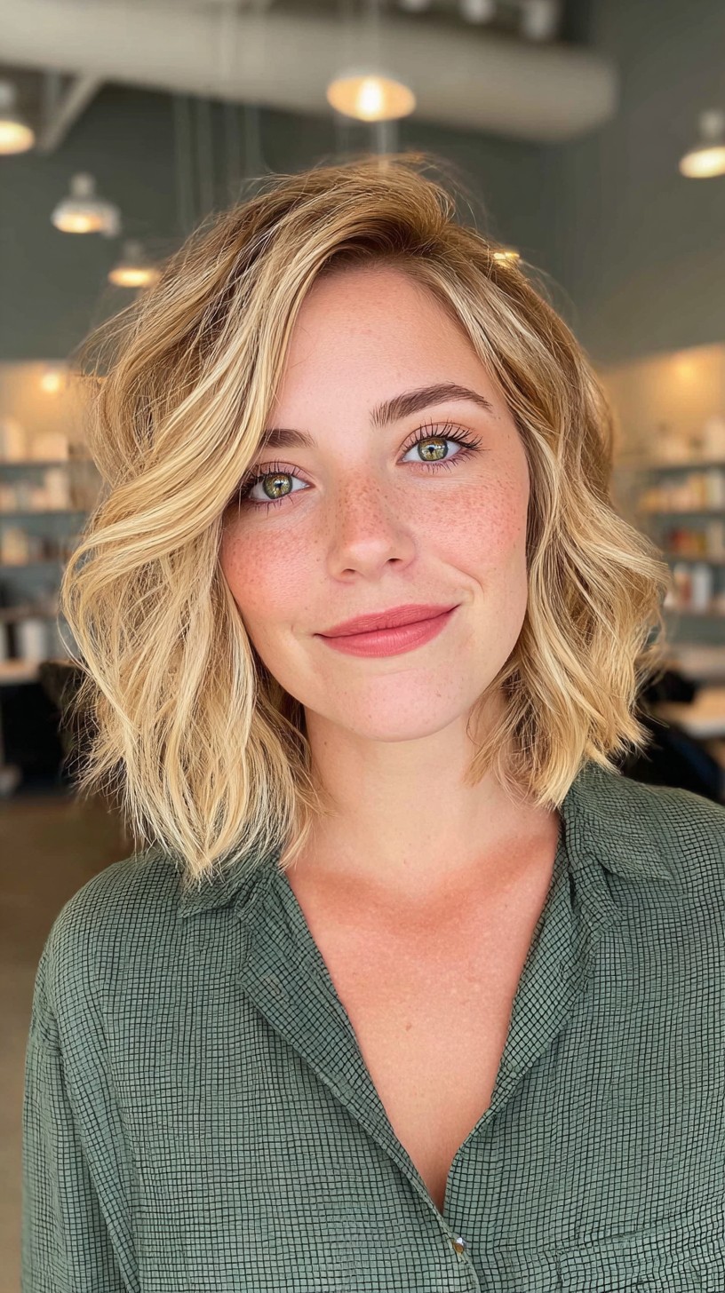 Vibrant Golden Blonde with Soft Waves and Textured Ends