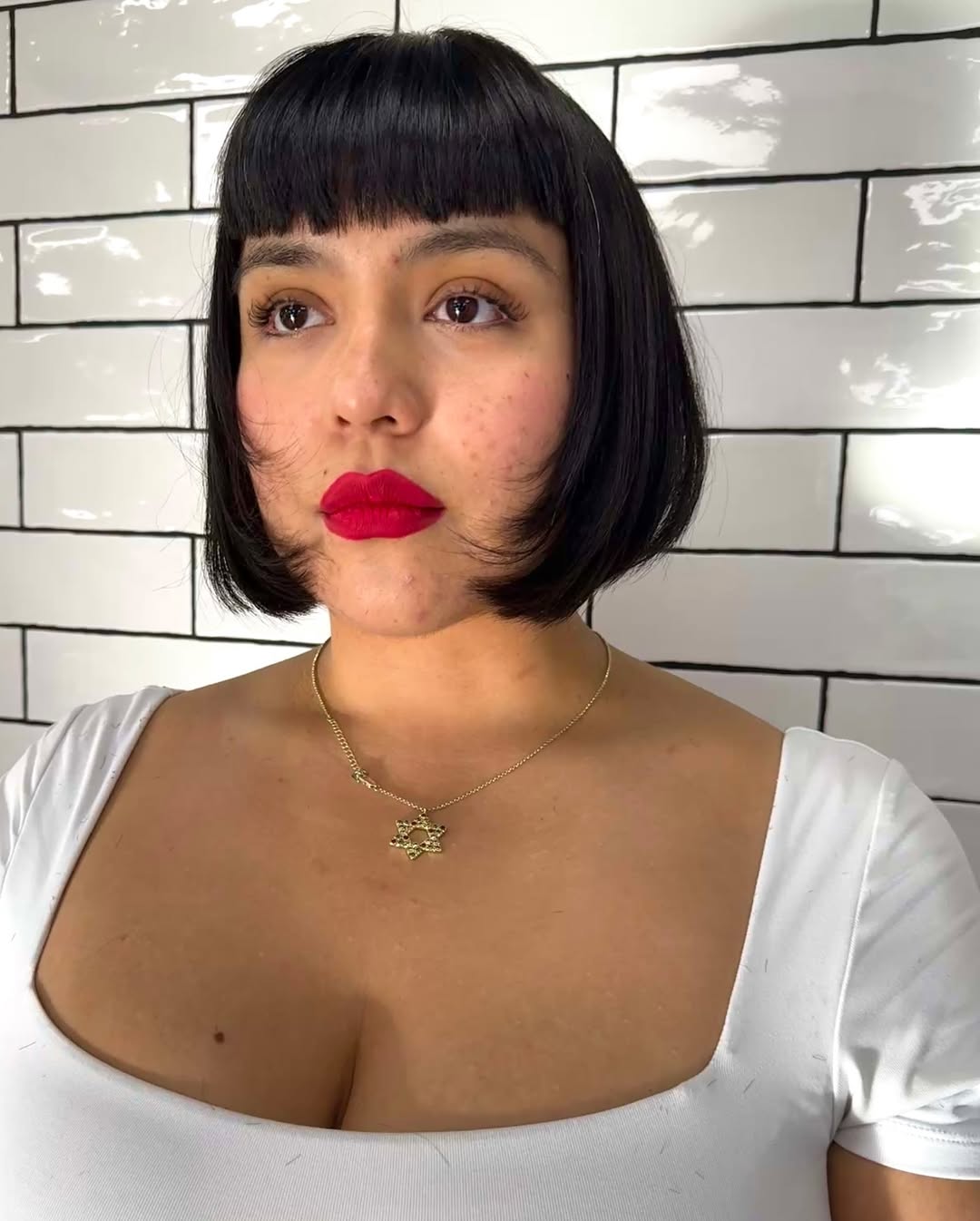 Chic Blunt Bob with Bold Bangs