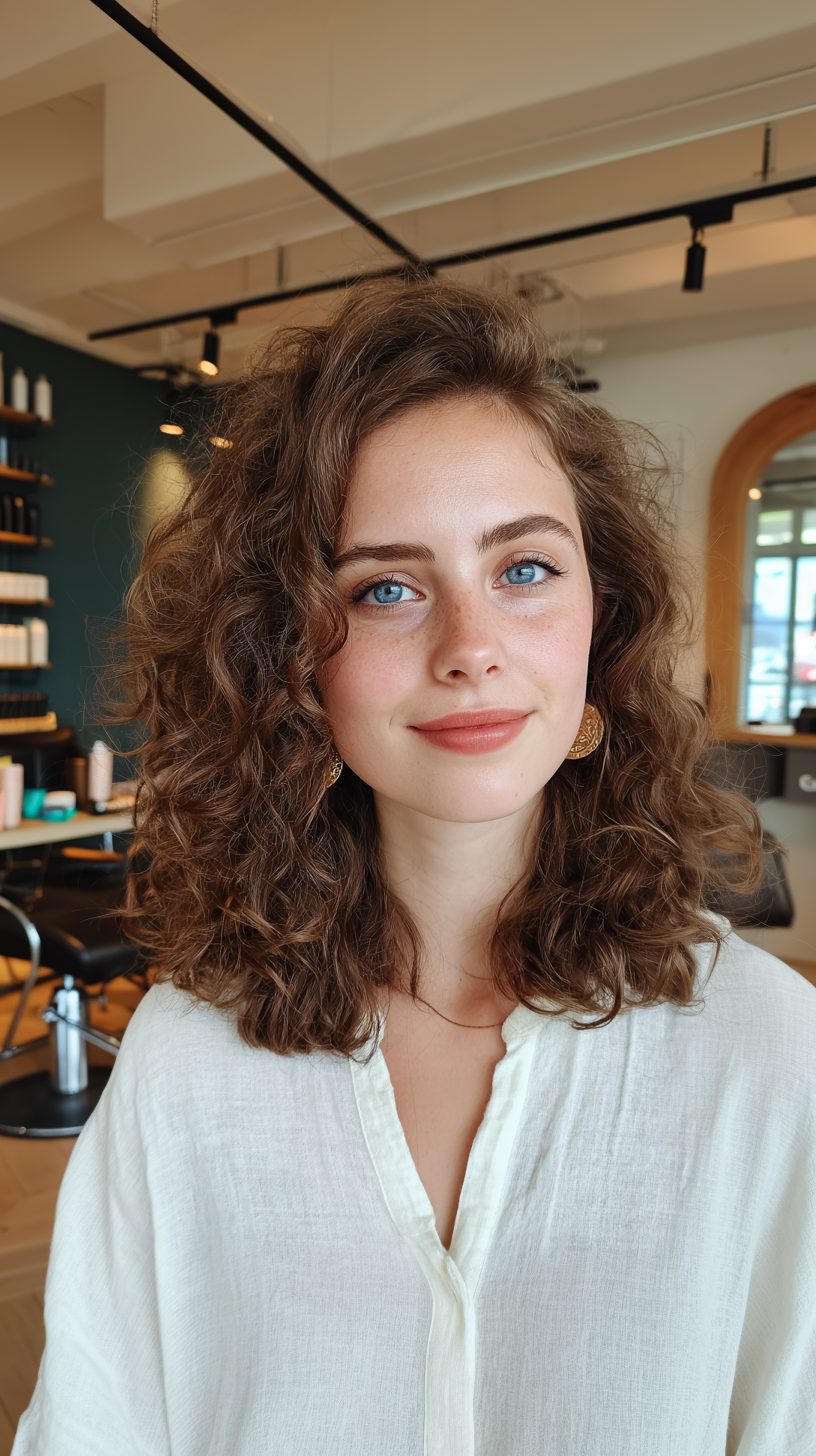 Chic Bouncy Mid-Length Curly Cut with Defined Layers