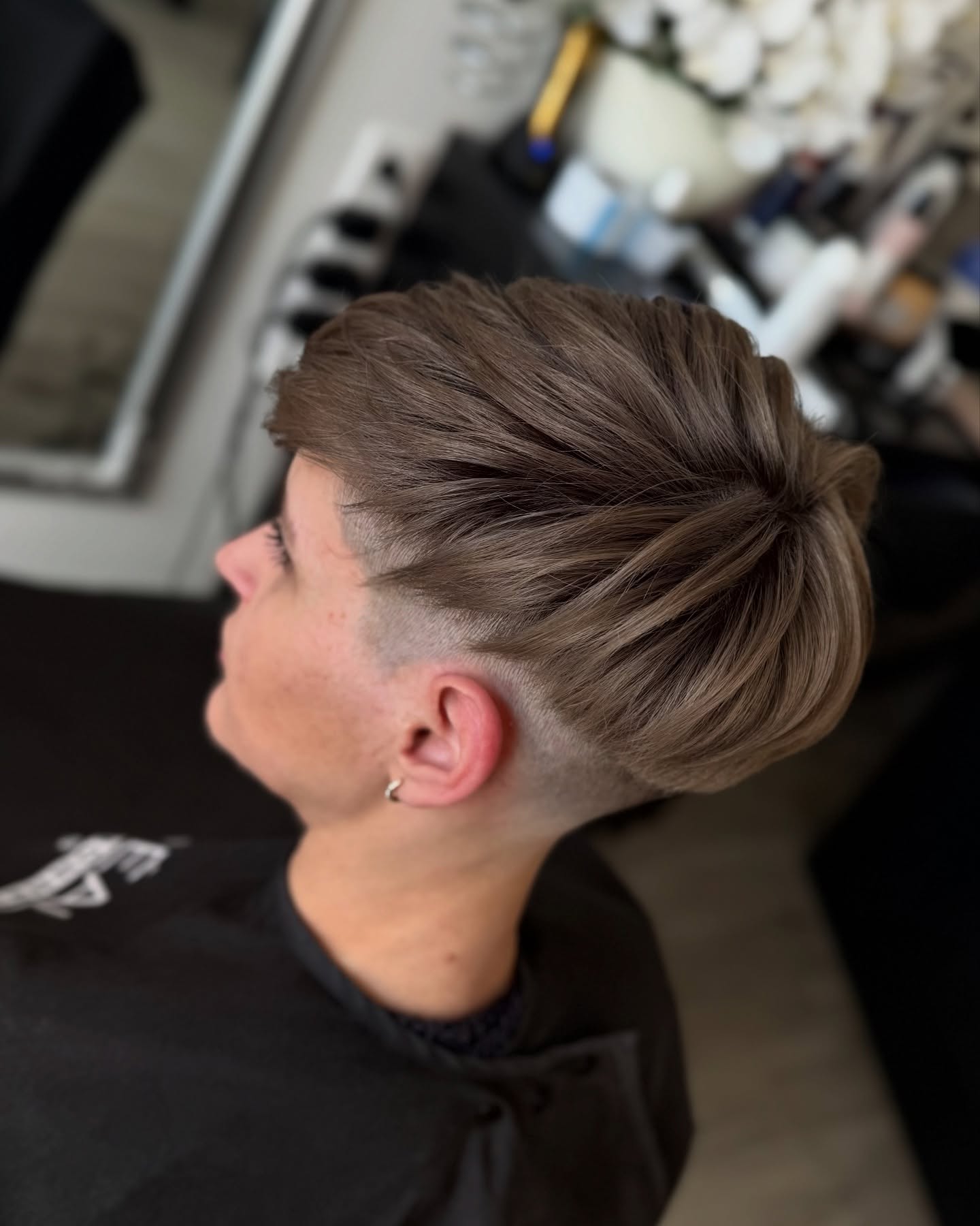 Chic Brown Textured Pixie with Undercut