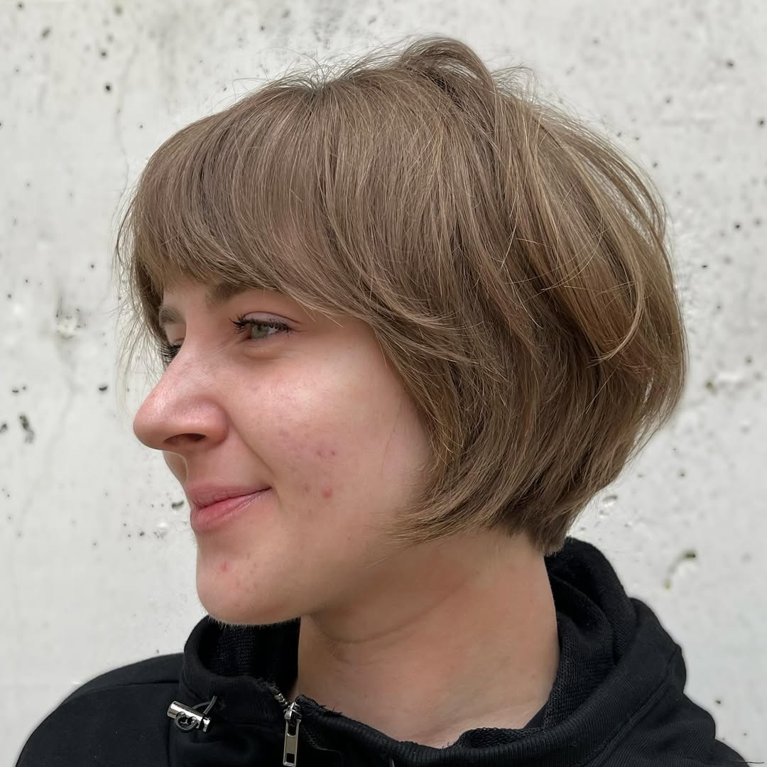 Chic Layered Bob with Soft Fringe