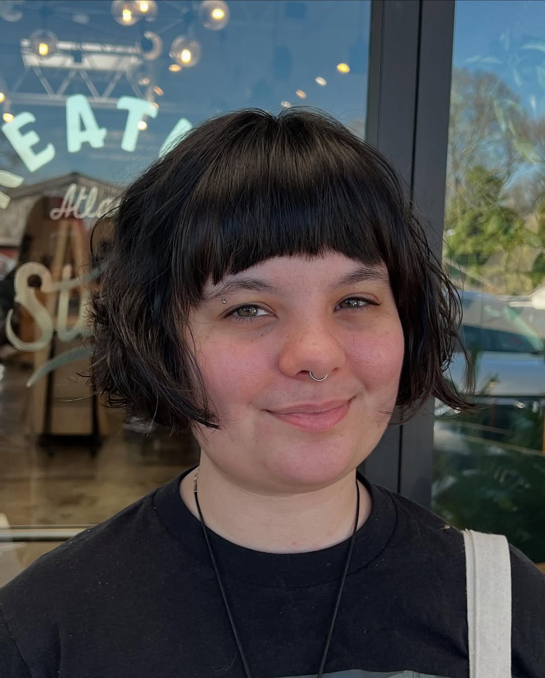 Chic Textured Bob with Bold Bangs