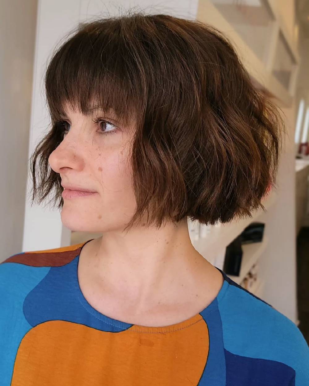 Chic Tousled Bob with Soft Fringe