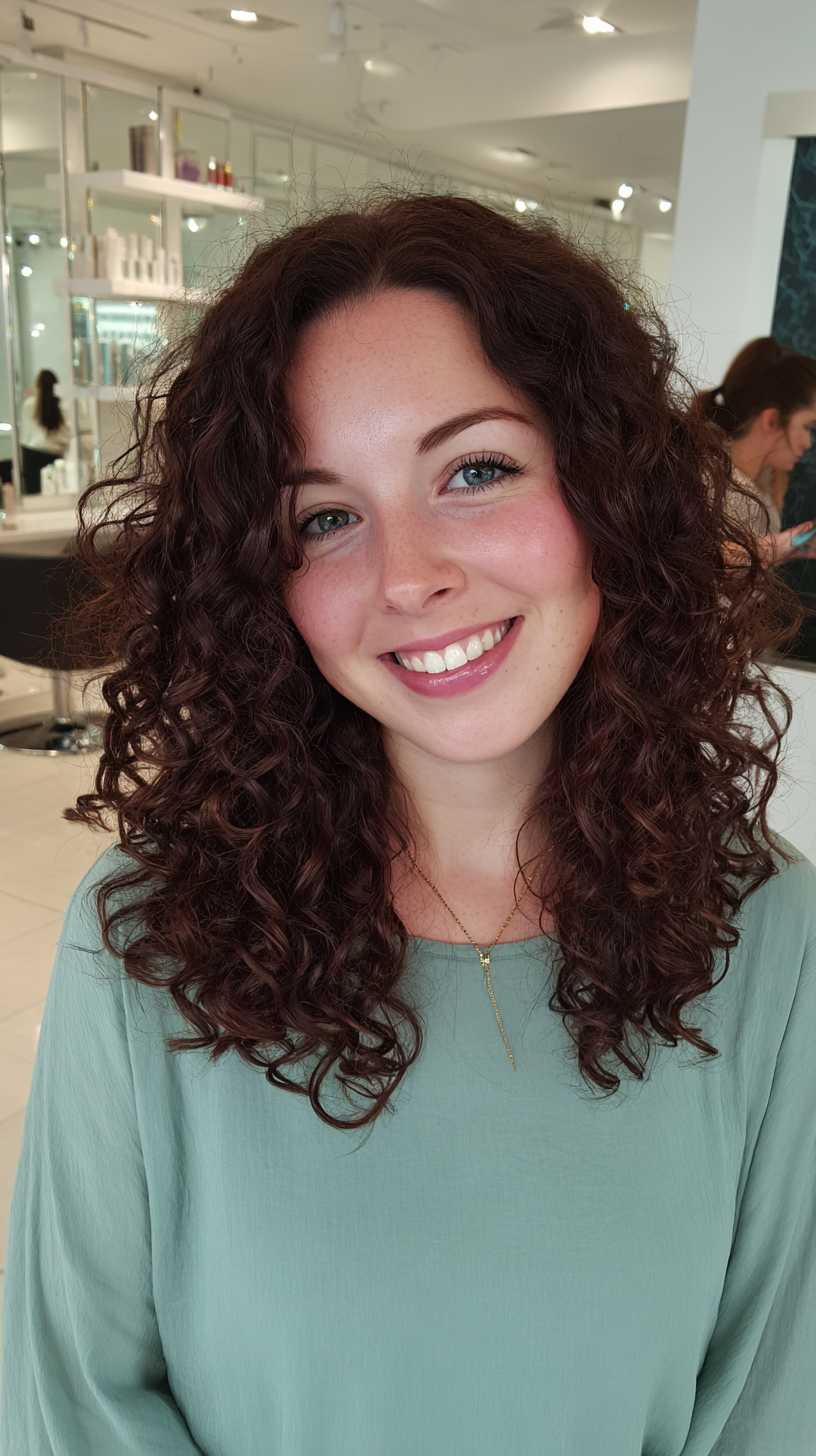 Defined Mid-Length Curly Cut with Natural Bounce